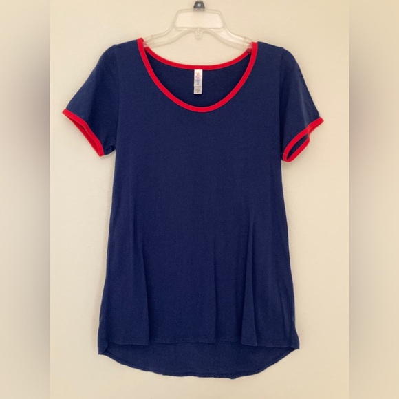LuLaRoe Tops - LuLaRoe Classic T - size XS - solid dark blue with red trim
